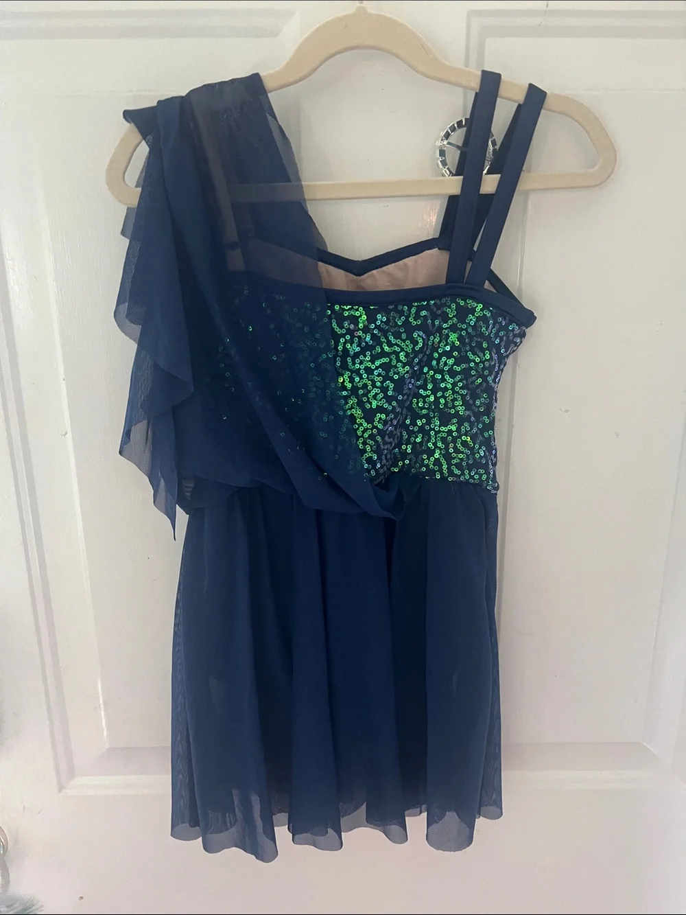 Weissman’s Girls’ Navy Blue Lyrical Dance Costume with Sparkle Accents